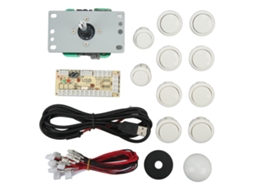 Kit De Joystick Arcade Diy Com Chip Usb Controle Rocker Oval Para Jogos Computador Branco