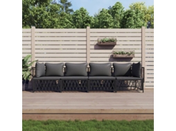 Vidaxl 4 Pcs Conjunto Lounge De Jardim Com Almofadões Aço Antracite
