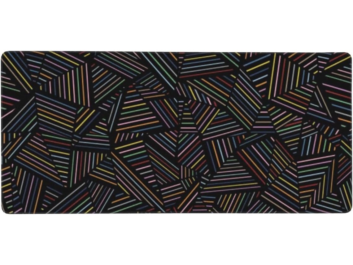 Mousepad para Computador de Grande Formato, com Impressão 3d Geométrica em Arco íris e Base Borracha Antiderra