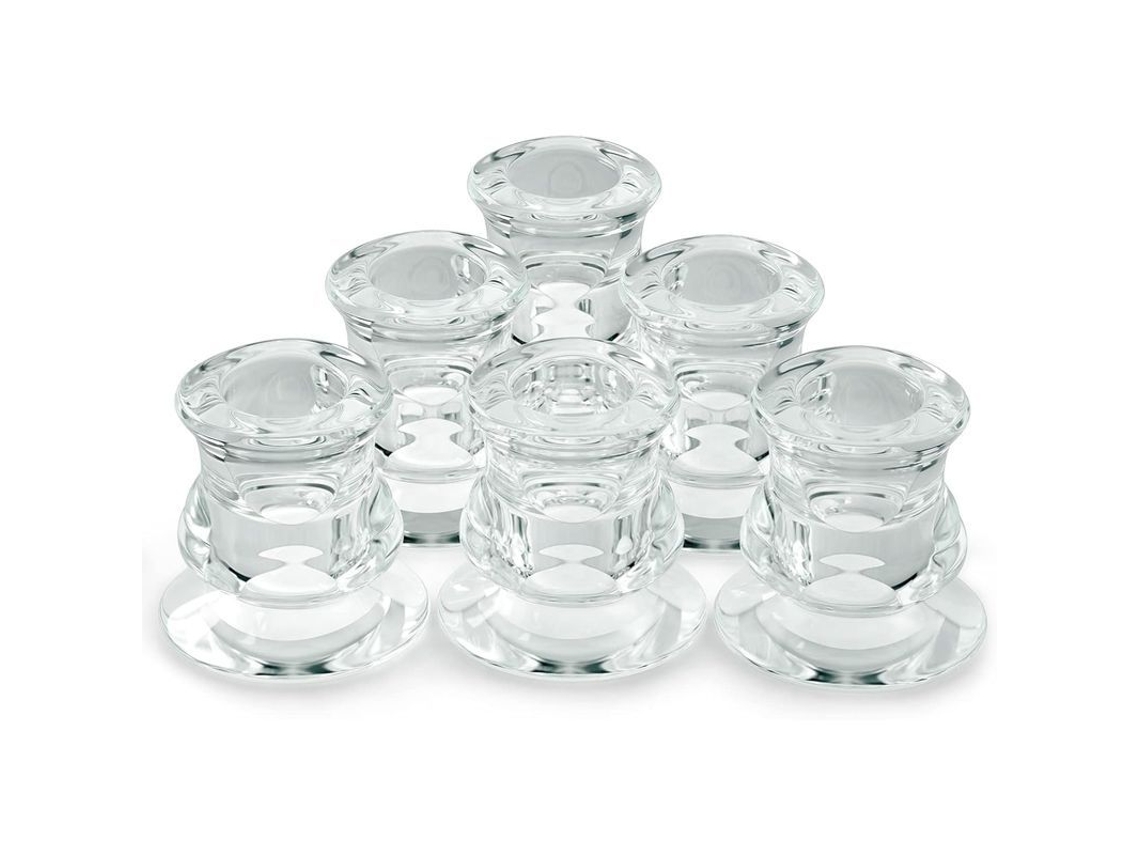 Conjunto De 6 Portavelas De Vidro Transparente Com Diâmetro 2.4cm Para Velas Tealight