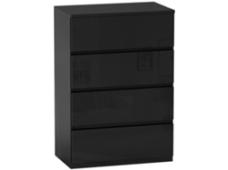 Cómoda Com 4 Gavetas Melamina de Madeira Cor Preto 55x34x80 cm Homcom