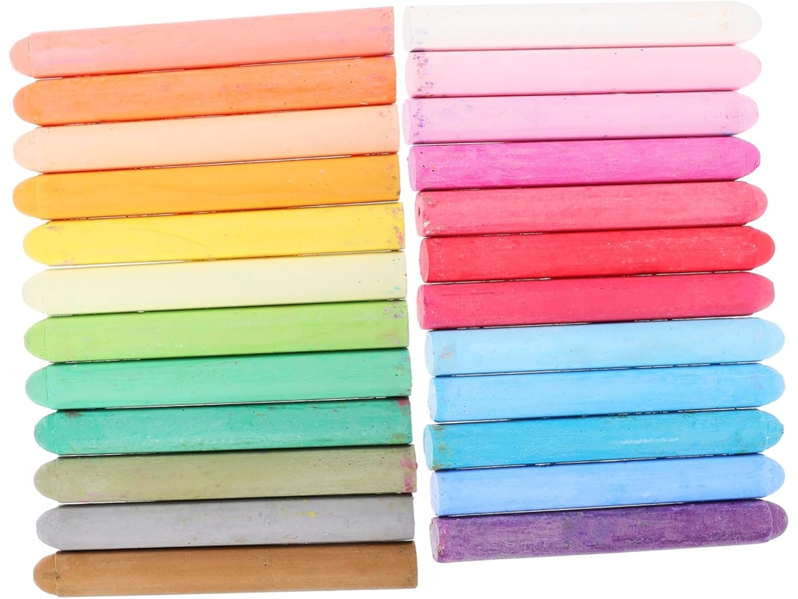 Conjunto de 24 Gizes Coloridos Solúveis em Água com Cabo Ergonômico, Ideais para Escolas e Atividades Ao Ar Li