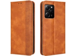 Capa Fólio Interruptor para Xiaomi Xiaomi Poco X5 Pro 5G HONGWE. Magnética com Porta-Cartões Castanho