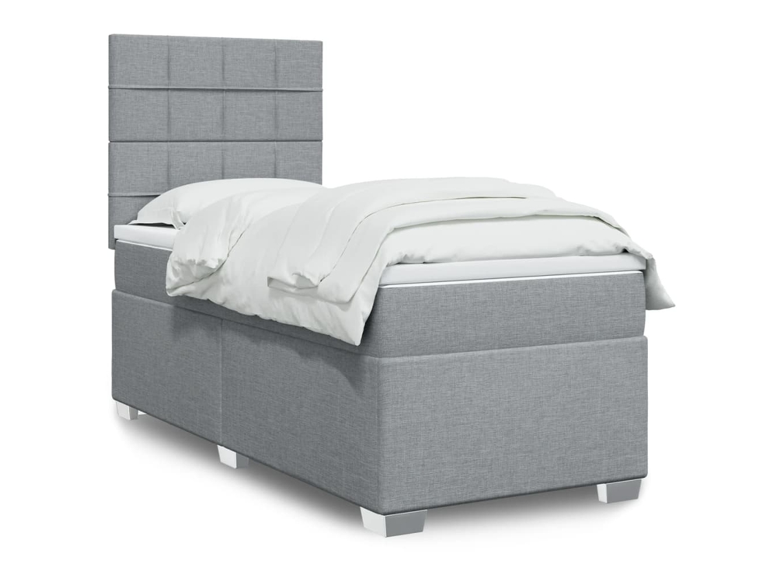 Vidaxl Cama com Molas/colchão 80x200 Cm Tecido Cinza claro