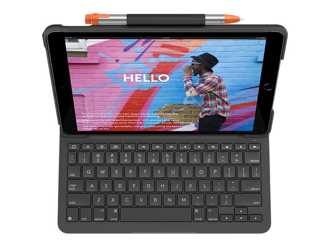 Capa Teclado LOGITECH Slim Folio For Ipad 7Th 8Th & 9Th Generation Grafite Bluetooth Qwerty Espanhol