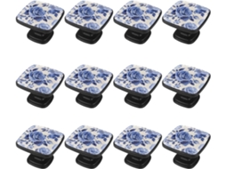 Puxadores Quadrados Para Armários De Cozinha, Puxadores Para Gavetas De Cômoda, 12 Peças, Planta Rosa Azul, Puxadores