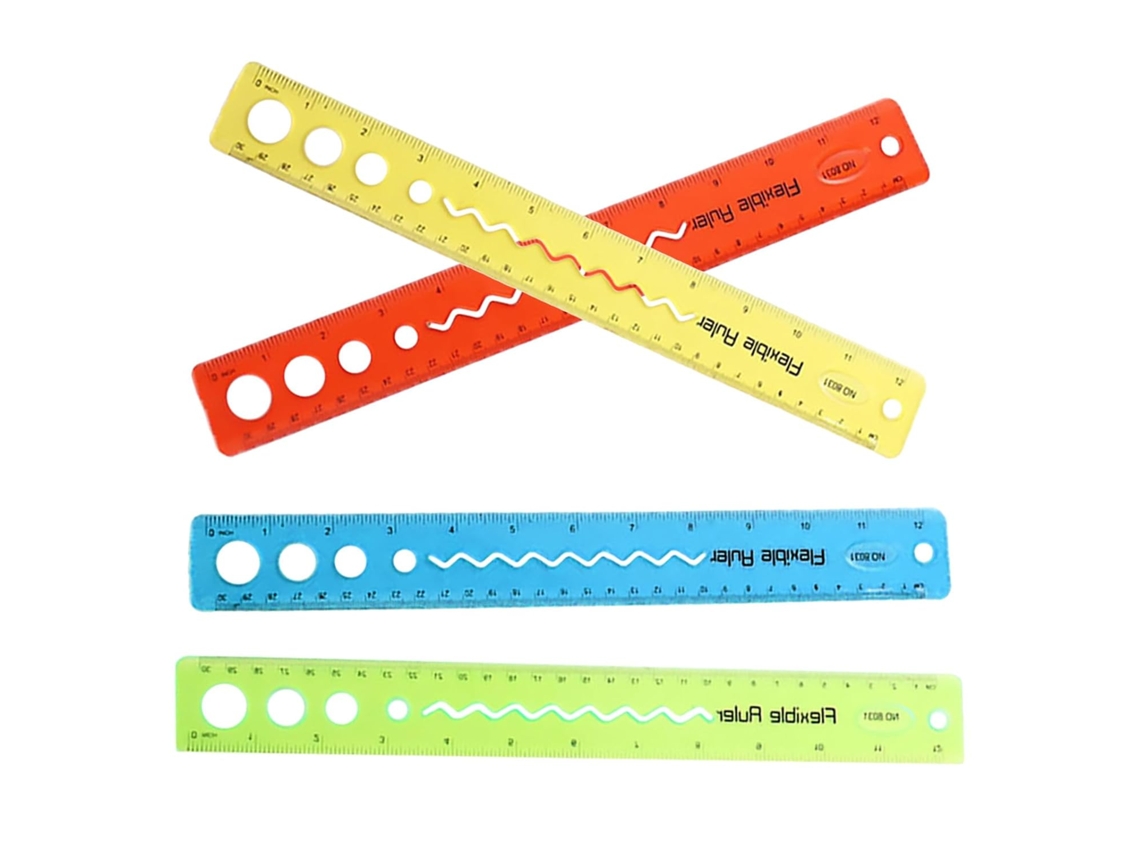 Réguas flexíveis de plástico transparente Stobok, conjunto de 4 peças, 30 cm, leves e reutilizáveis para estudantes.