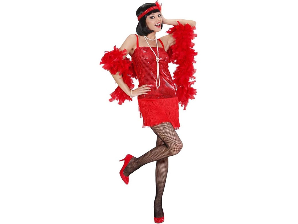 Fato de Charleston vermelho brilhante feminino