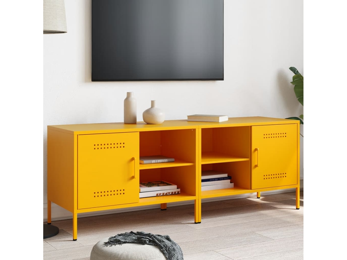 Vidaxl Móveis De Tv 2 Pcs 68x39x50,5 Cm Aço Amarelo Mostarda