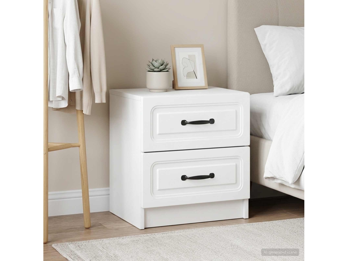 Vidaxl Armário De Cabeceira 2 Pcs Branco 43 X 34,5 X 44,5 Cm