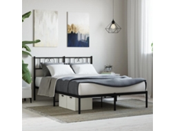 Estrutura De Cama Com Cabeceira 120x200 Cm Metal Preto