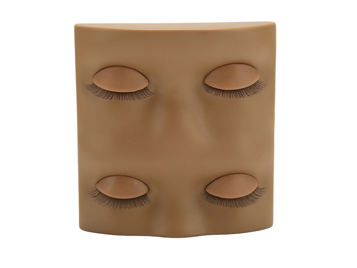 Cabeça De Boneca Para Prática De Cílios Com 2 Pares De Pálpebras Substitutas Marrom Escuro Duas Camadas