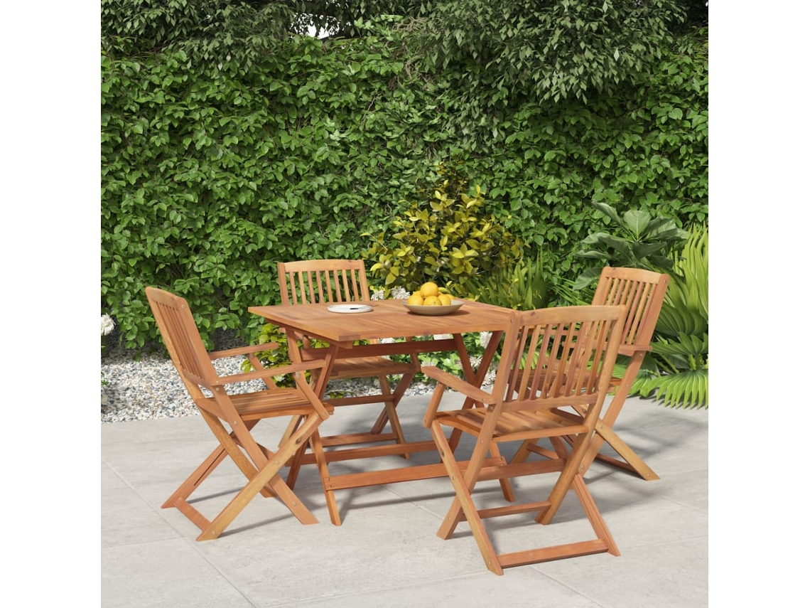 Jogo De Jantar P/ Jardim 5 Peças Madeira De Acácia Maciça Dkd Home Decor