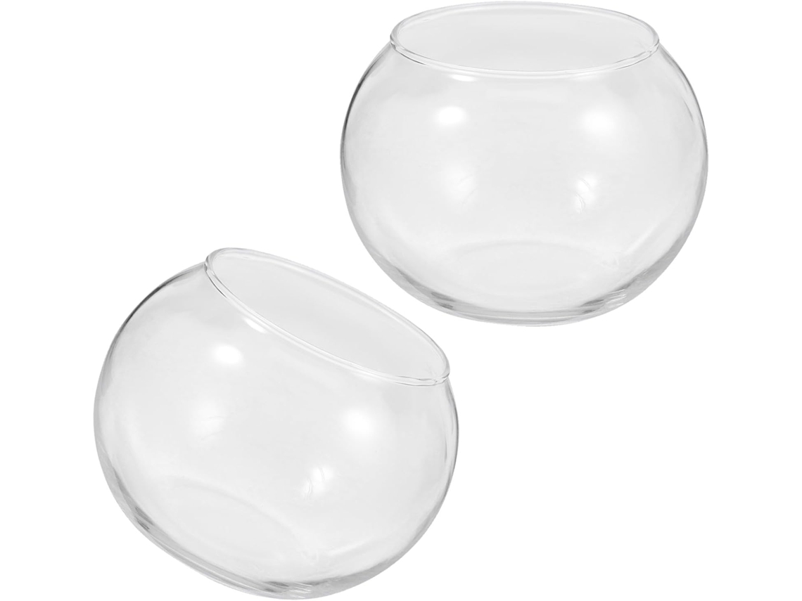 Inoomp Terrário Redondo de Vidro, Kit de 2 Peças, Micro Jardim com Musgo, Garrafa Ecológica para Decoração de Casa e CHABERLU