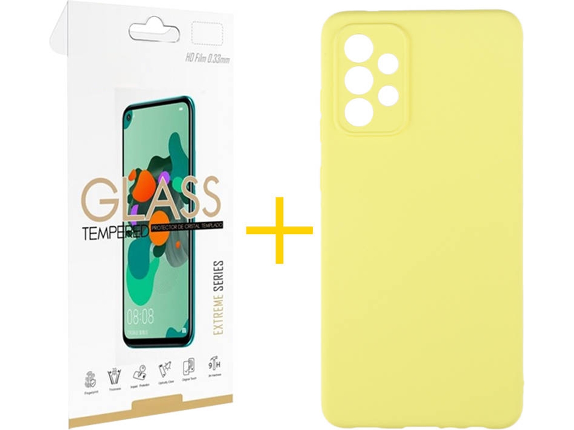 Kit Capa e Película Samsung Galaxy A72 4G SKYHE Liso (Amarelo)