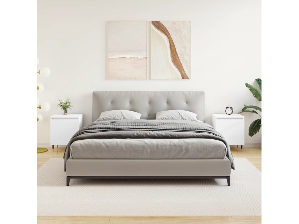 Vidaxl Mesas De Cabeceira 2pcs 40x30x50 Cm Derivados De Madeira Branco