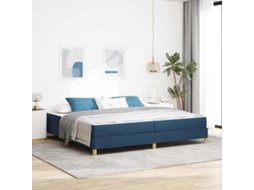 Vidaxl Cama Box Com Colchão Azul 200 X 200 Cm Tecido