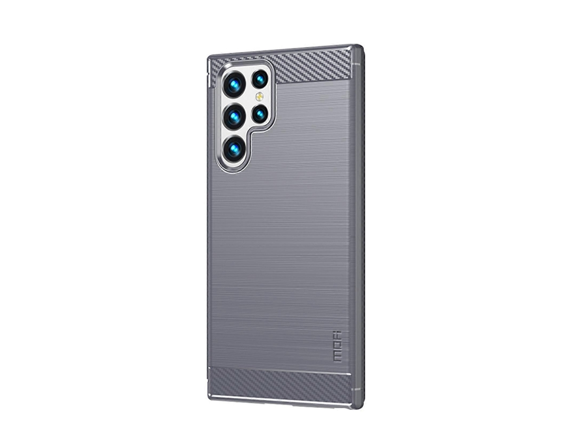Capa De Tpu Macio Com Textura Escovada Em Fibra De Carbono Para Samsung Galaxy S22 Ultra 5g Mofi Gentleness Series