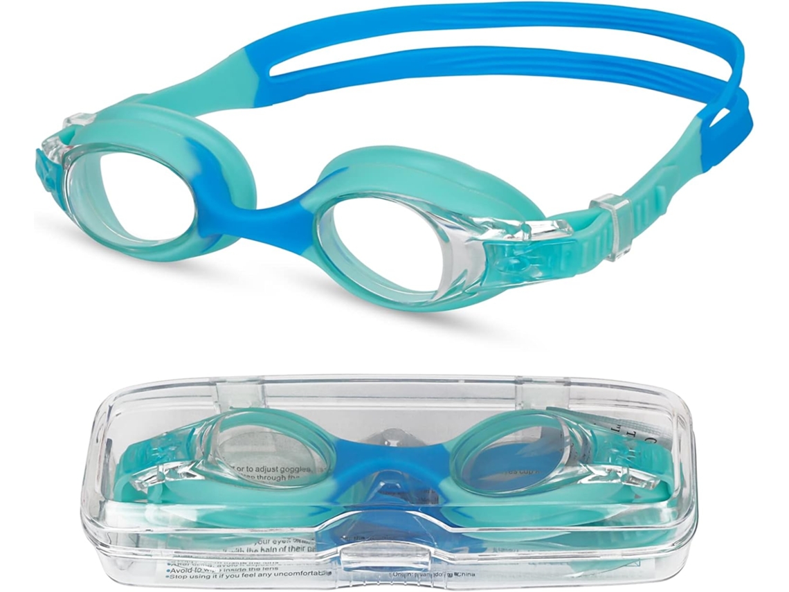 Óculos de Natação AQUAFORGE lentes de vidro temperado, protetor nasal, de 6 a 14 anos, rosa