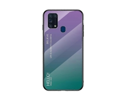 Capa Híbrida De Vidro Temperado Com Gradiente De Cor Pc Tpu Para Samsung Galaxy M31