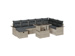 Conjunto 9 Conjunto De Sofá De Jardim Vidaxl Cinzento-claro Vime Pe (100 X 55 X 73 Cm)
