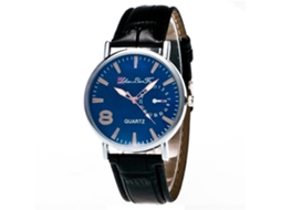 Relógio de Pulso Masculino de Quartzo com Pulseira Pu Estilo Moderno e Simples Preto