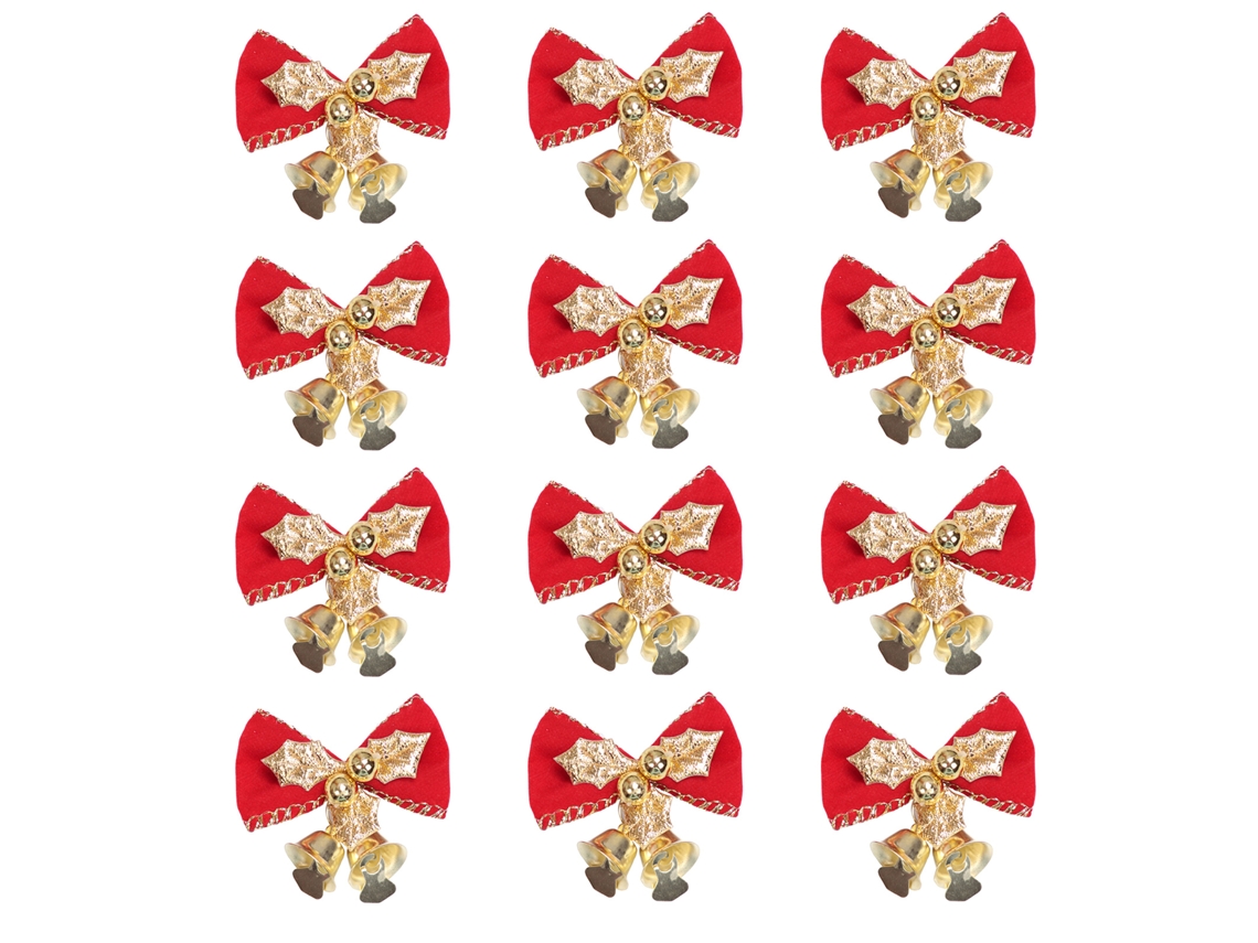 Árvore de Natal Decorativa LAXISCREED com Laço de Veludo Dourado Pacote de 12