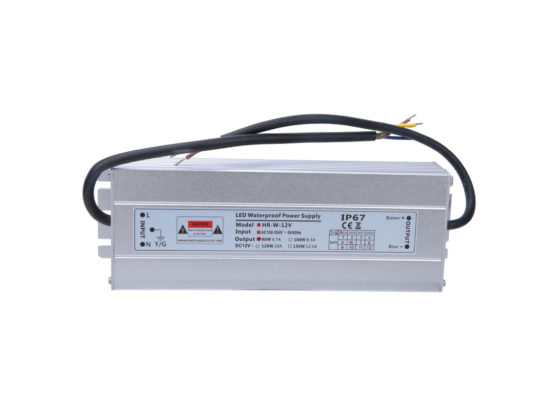Fonte de alimentação switching IP67 12V 80W para iluminação LED | S/MARCA