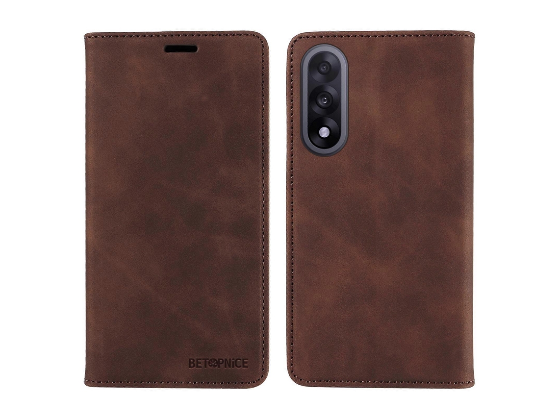 Capa De Couro Para Oneplus Ace 5 Ultra 5g E Oneplus Nord 5 5g, Capa Protetora Com Fecho Magnético E Bloqueio Rfid, Estilo Carteira, Marrom