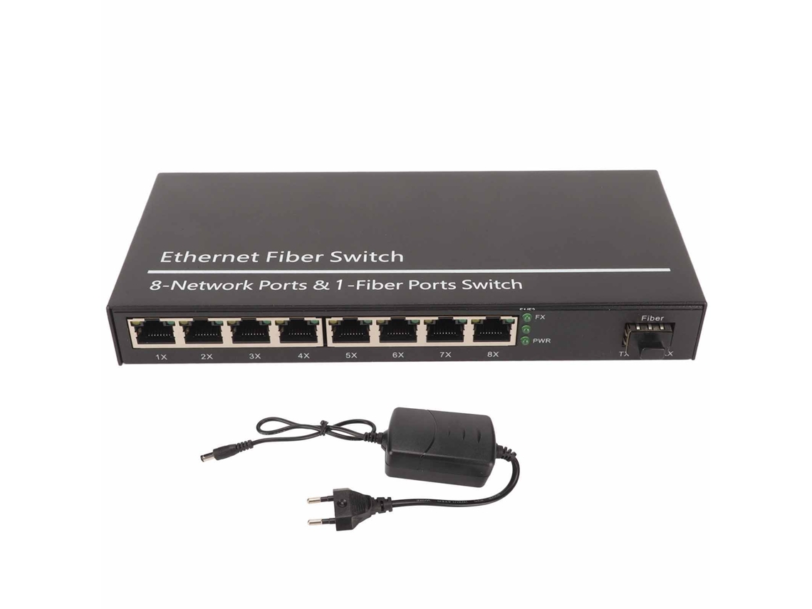 Conversor De Mídia De Fibra Ethernet (1 Porta Óptica 8 Portas Elétricas)