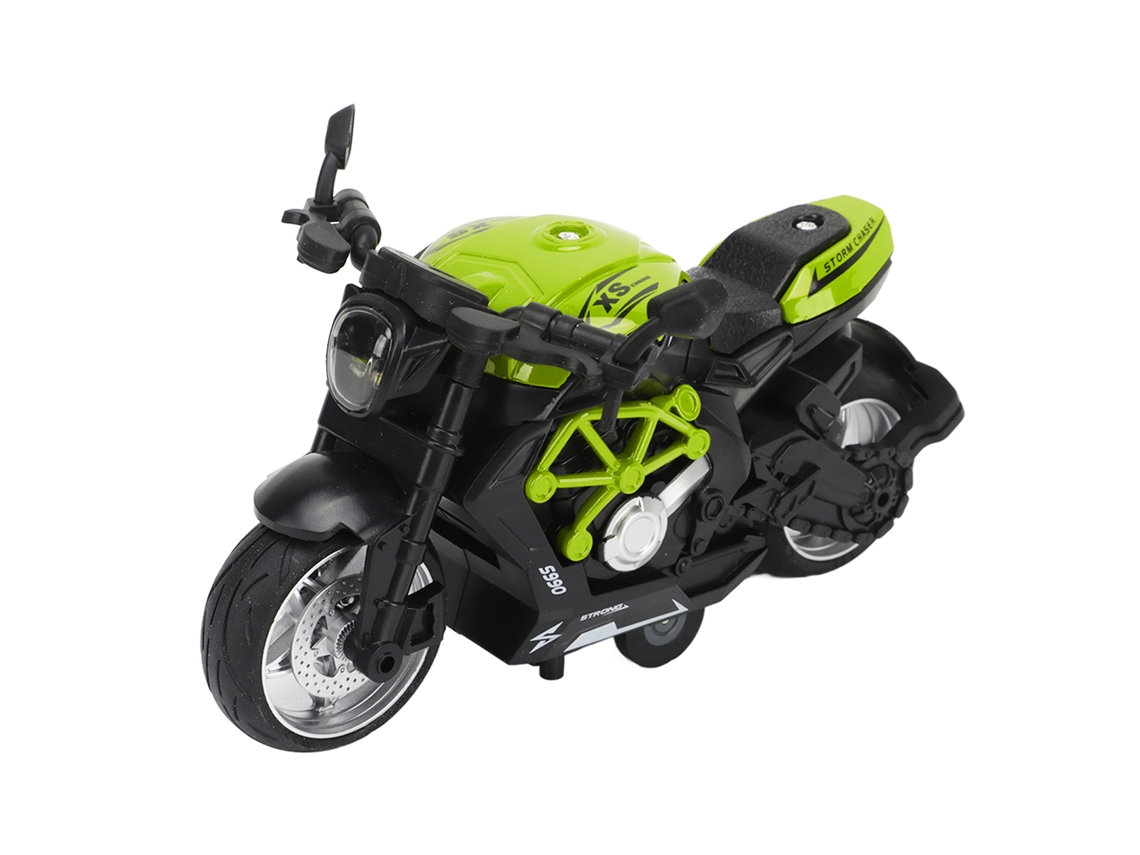 Mali brinquedo Moto de Liga Alta Simulação Som Luz Recuo Verde para Crianças