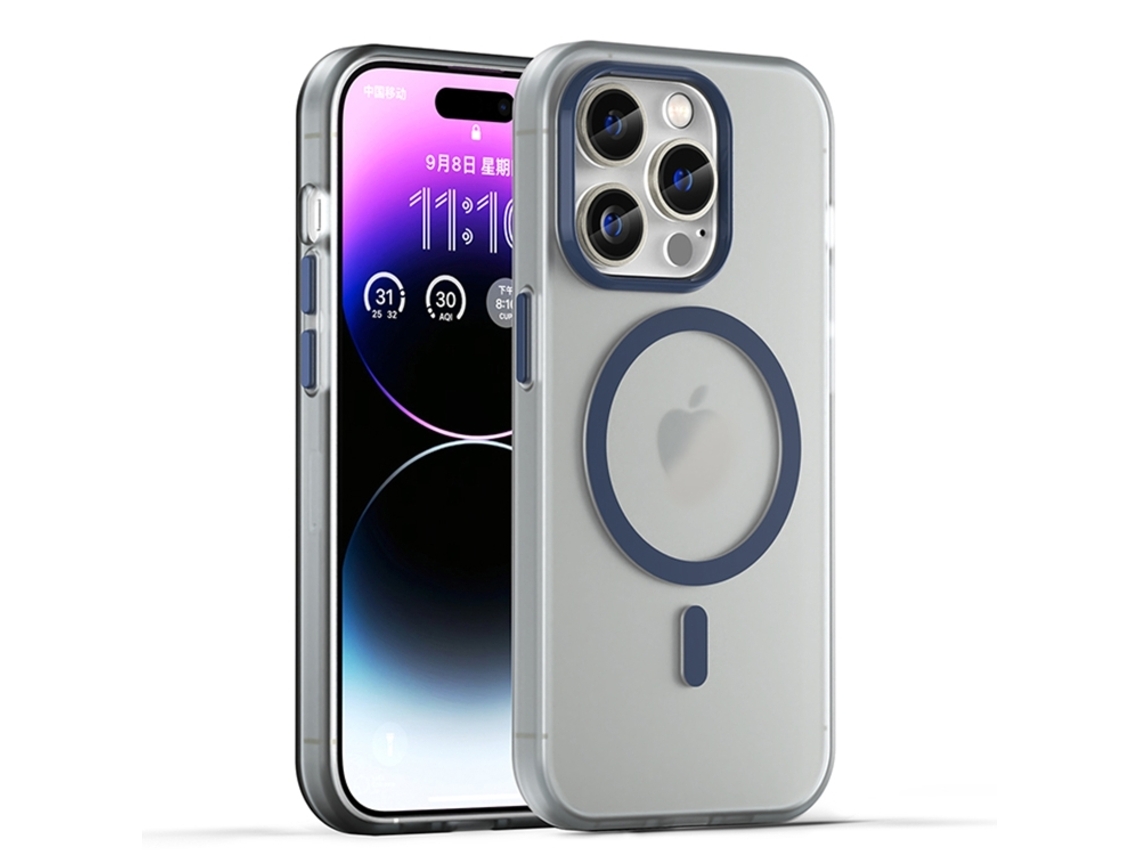 Capa Híbrida Translúcida Para Iphone 16 Pro - Tpu E Pc Com Magsafe | Fosca - Azul Escuro