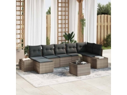 Vidaxl Conjunto De Sofá De Jardim 8 Unid. Cinzeto Vime Pe