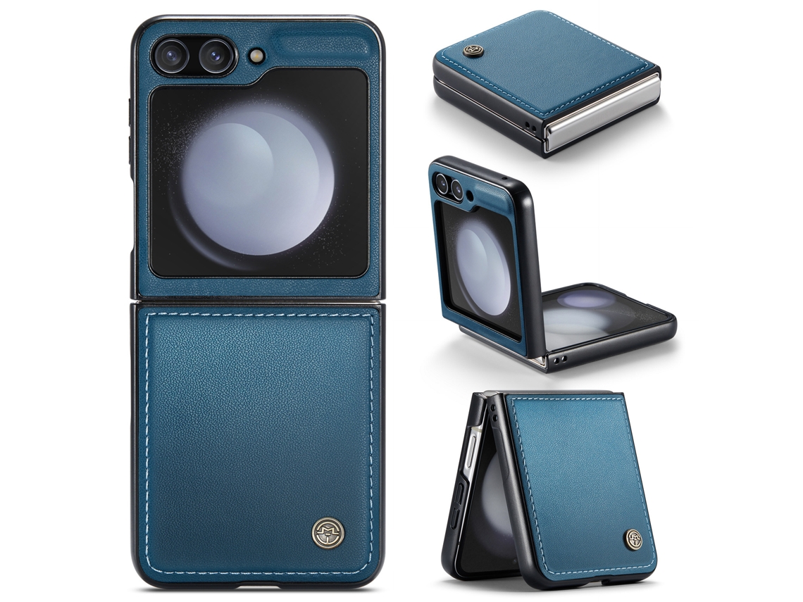 Nova Capa Dobrável Para Celular Em Couro Sintético Com Proteção Antirroubo.azul - Samsung Z Flip5