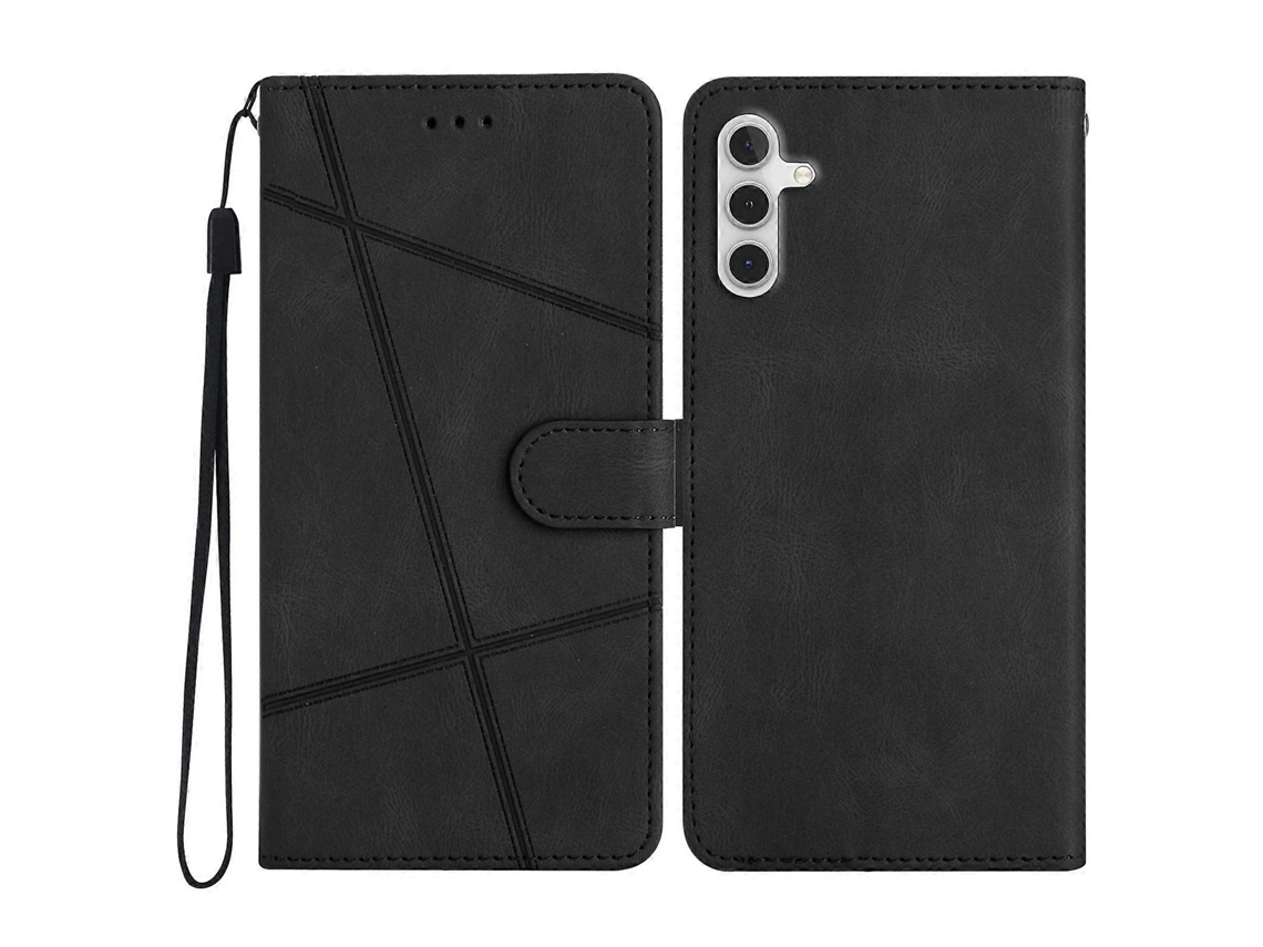Capa Tipo Carteira Para Samsung Galaxy M36 5g Com Estampa De Pele Sensível Ao Toque E Flip Preta