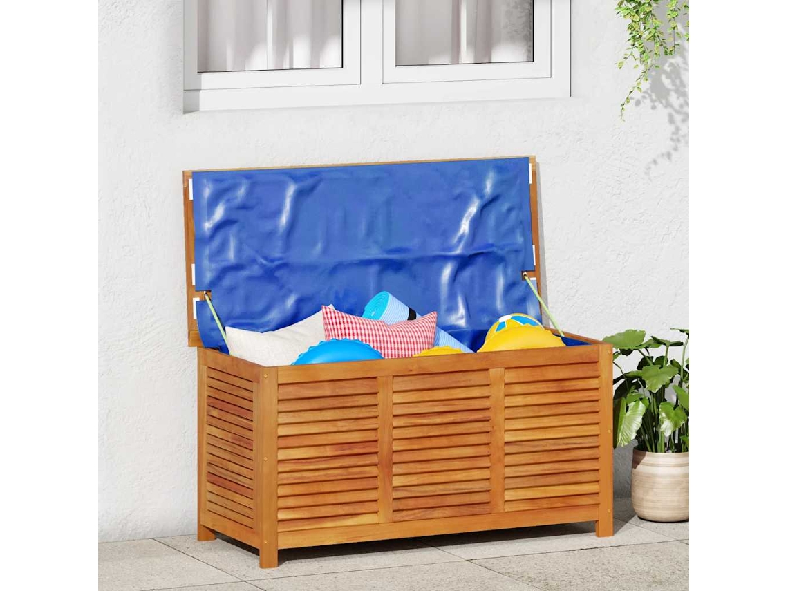 Vidaxl Caixa Arrumação Jardim C/ Veneziana 113x50x56 Cm Acácia Maciça