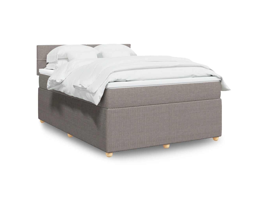 Vidaxl Cama Com Molas/colchão 140x190 Cm Tecido Castanho-acinzentado