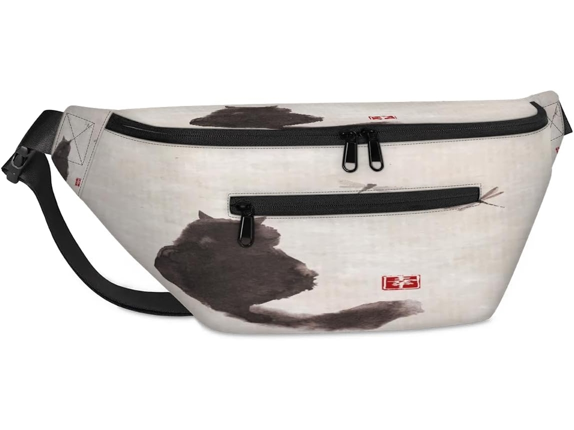 Bolsa Transversal TROPICALLIFE com Estampa de Gato Preto Japonês (38x25x19cm)