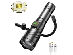 Lanternas Lanterna Portátil Tática Com 5 Modos De Luz Lanterna Led Super Brilhante Com Zoom Carga Rápida Usb À Prova Dágua Preta Yunzii