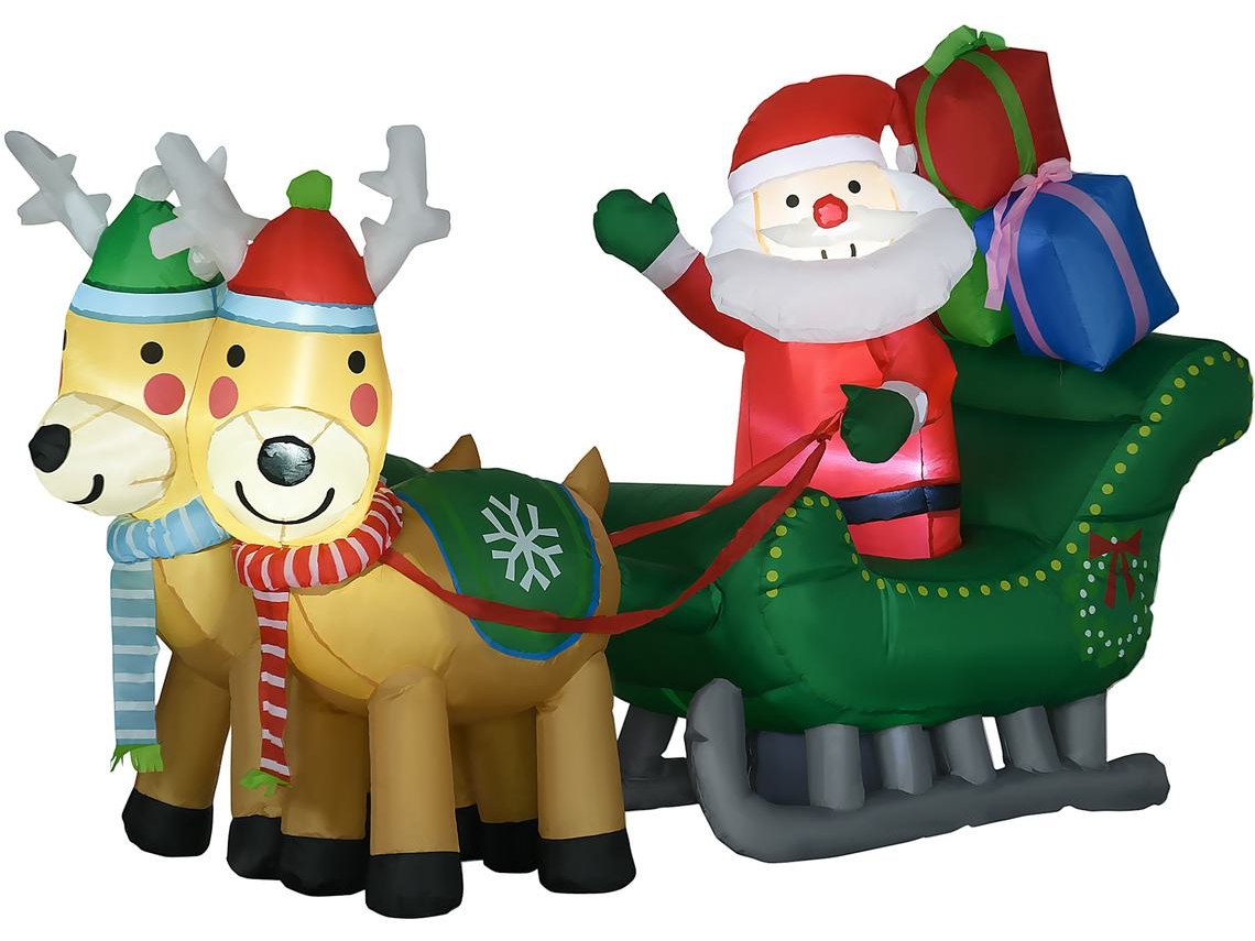 Decoração de Natal Insuflável Poliéster Cor Multicor 210x70x125 cm Homcom