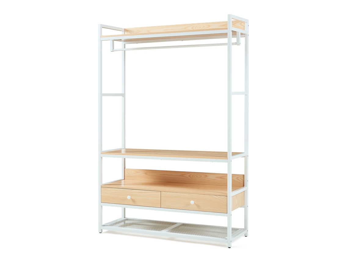 Bengaleiro Isen Com 2 Gavetas Metal 180x120x40 Cm Aparência Carvalho / Branco En.casa