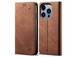 Capa Em Couro Pu Anti-queda Para Apple Iphone 16 Pro Max - Café