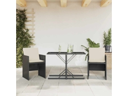 Vidaxl 3 Pcs Conjunto De Bistrô Com Almofadões Vime Pe Preto