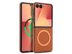 Capa Magnética Para Samsung Galaxy Z Flip8, Capa Protetora De Fibra De Carbono À Prova De Quedas Gertiz (marrom)