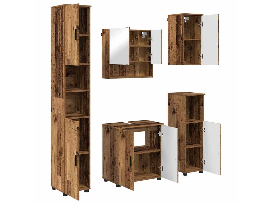 Maison Exclusive - Conjunto De Móveis Para Banheiro 5 Unid. Madeira Antiga