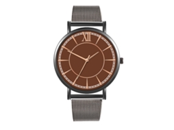 Reloj De Moda Para Parejas Con Correa De Malla Y Cuadro Redondo De Cuarzo (2)