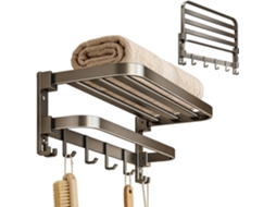 Suporte Para Toalha De Banheiro, Suporte Ajustável Individual Com Ganchos, Suporte Duplo Dobrável Para Toalha De