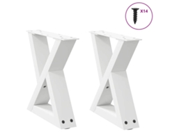 Vidaxl Pés Para Mesa De Centro 2 Peças, Branco, 40x(30-31,3) Cm, Aço