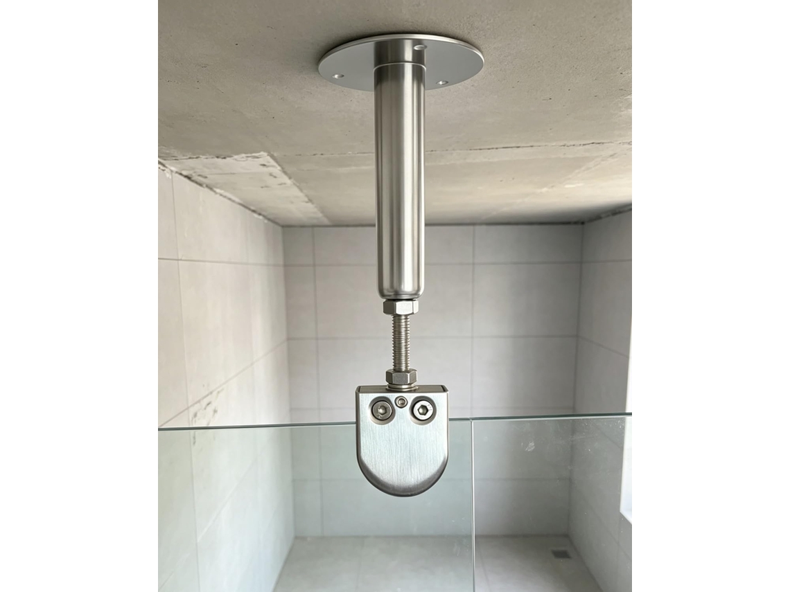 Barra De Suporte Vertical Para Vidro No Teto, 8, 10e 12 Polegadas, Com Fixação Da Parede Ao Vidro