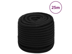 Vidaxl Corda De Trabalho 16 Mm 25 M Poliéster Preto
